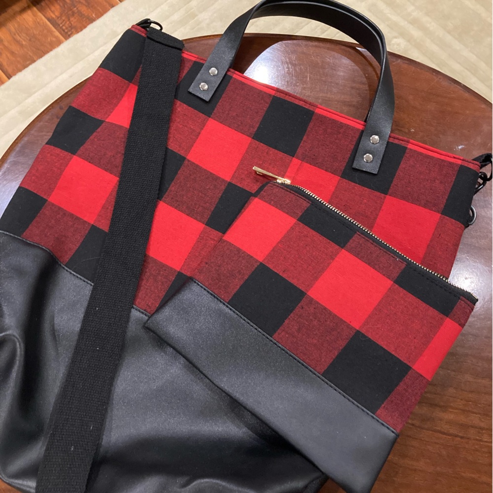 Large bag with matching makeup bag, both new